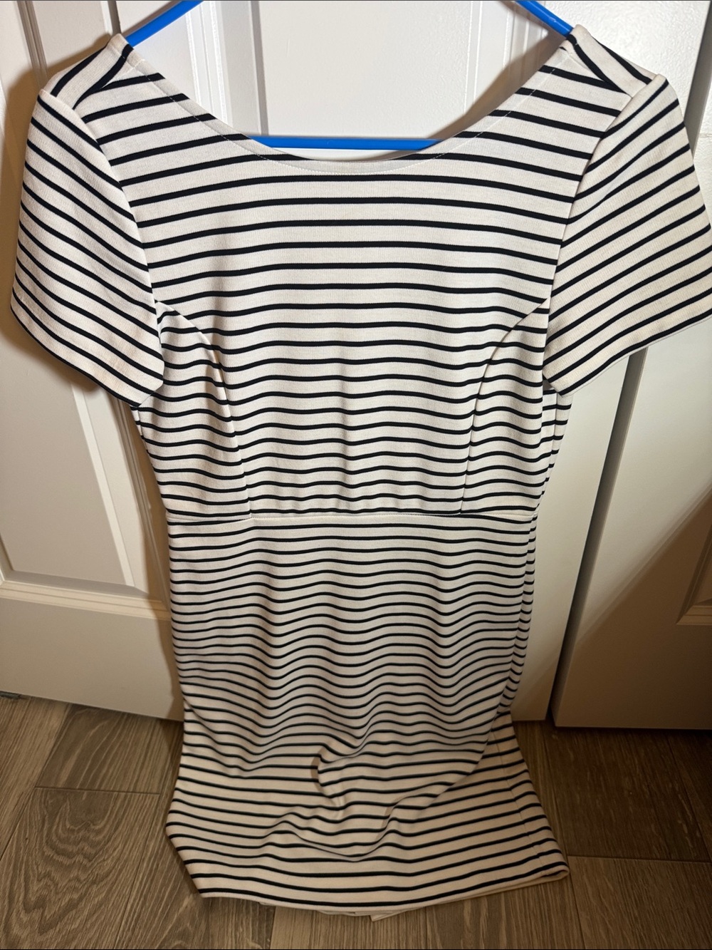 Banana Republic White and Black Striped Short-Sleeve Bodysuit Dress